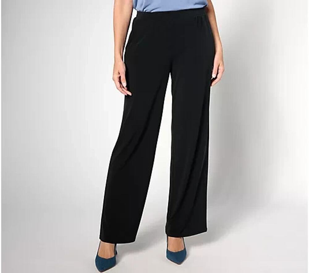 Attitudes by Renee Como Jersey Petite Wide Leg Pants Black Petite XS A639415 - Picture 1 of 1